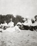 Сергей Рахманинов (с платком на голове) и Зоя Аркадьевна Прибыткова (рядом справа) в кругу семьи Александра Зилоти на даче в Финляндии. 1915 год